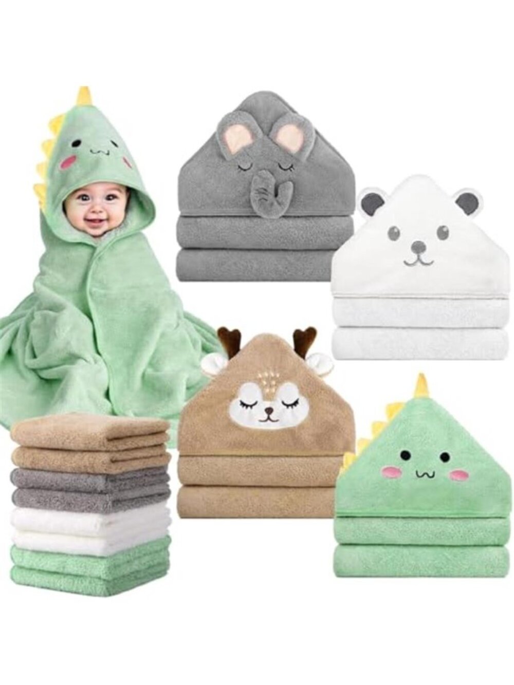 12 PCS Baby Bath Towels Set for Infants Toddlers Essentials